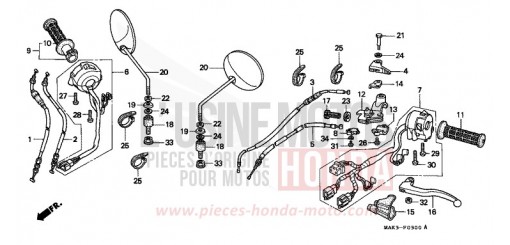 LEVIER DE GUIDON/COMMUTATEUR/ CABLE FX650Y de 2000